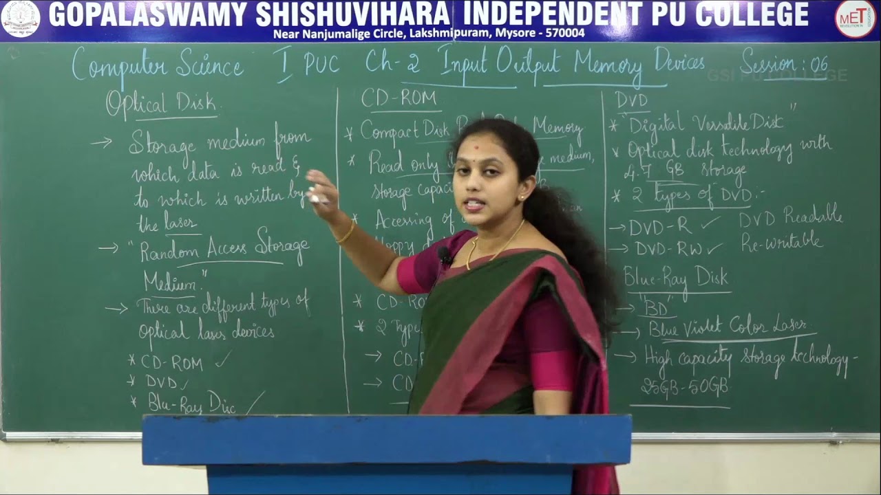 COMPUTER SCIENCE | 1st PUC | CH 02 | INPUT, OUTPUT & MEMORY DEVICES - SECONDARY STORAGE DEVICE | S06