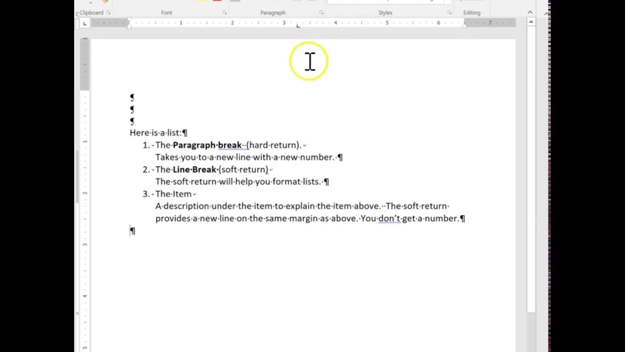 Paragraph and Line Breaks in MS Word