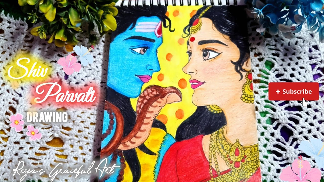 Shiv Parvati Drawing 🕉️❤️| Divine Union| Shivratri Special Art ✨ | Riya’s Graceful Art