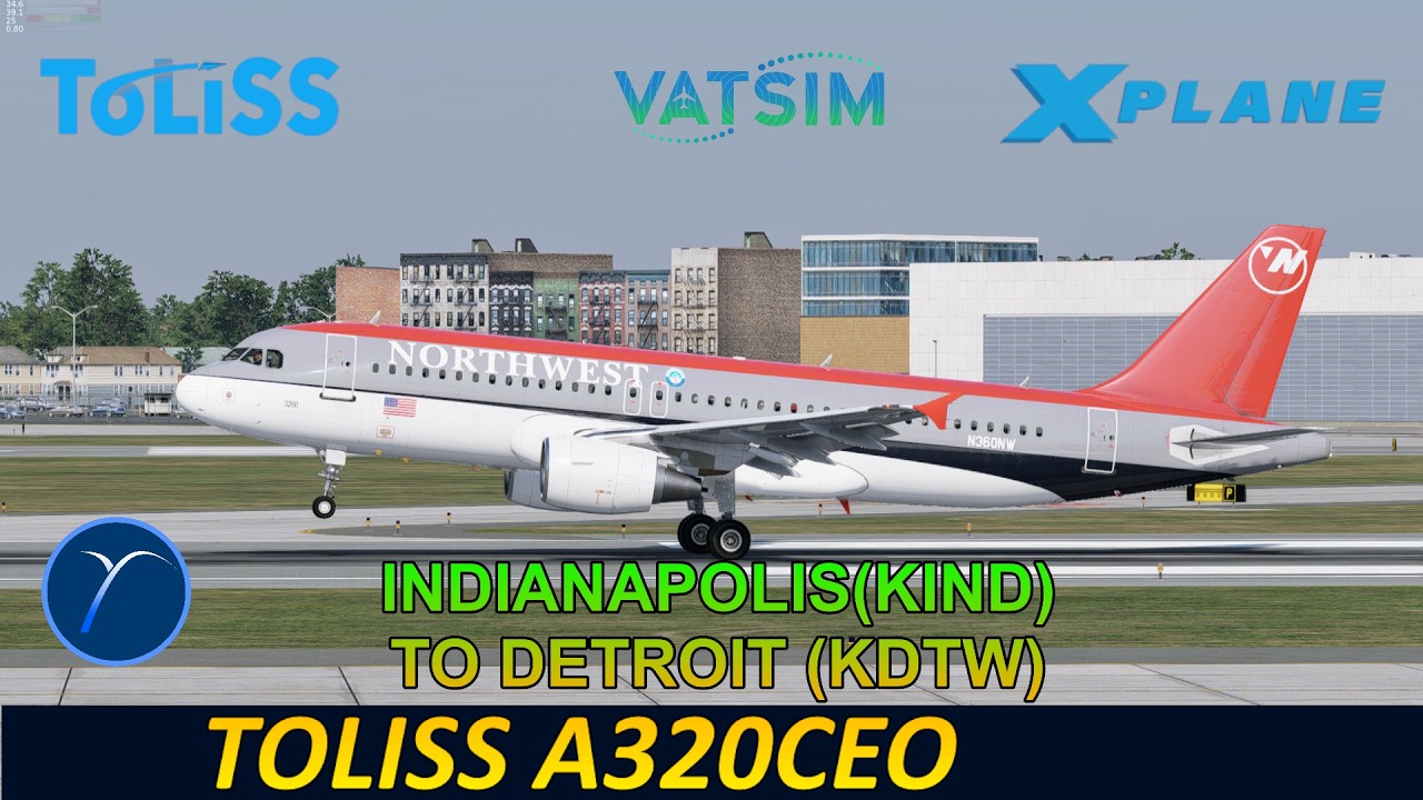 Indianapolis(KIND) to Detroit(KDTW) | ToLiSs A320ceo | XP12 | VATSIM