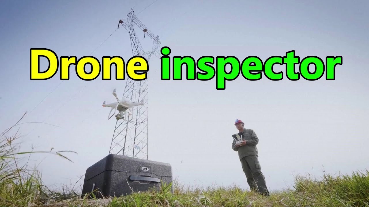 China use drone with high-definition camera to inspect power transmission towers 中國使用帶高清攝像頭的無人機檢查輸電塔