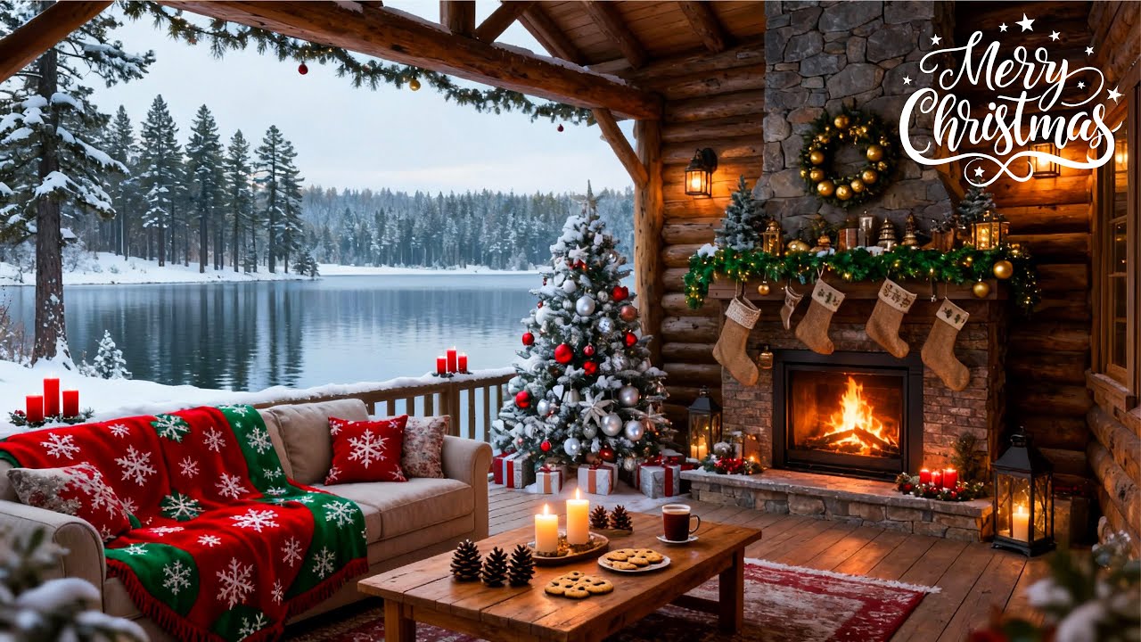 Peaceful Christmas Ambience 🎅 Christmas Piano Music & Warm Fireplace for Relaxation