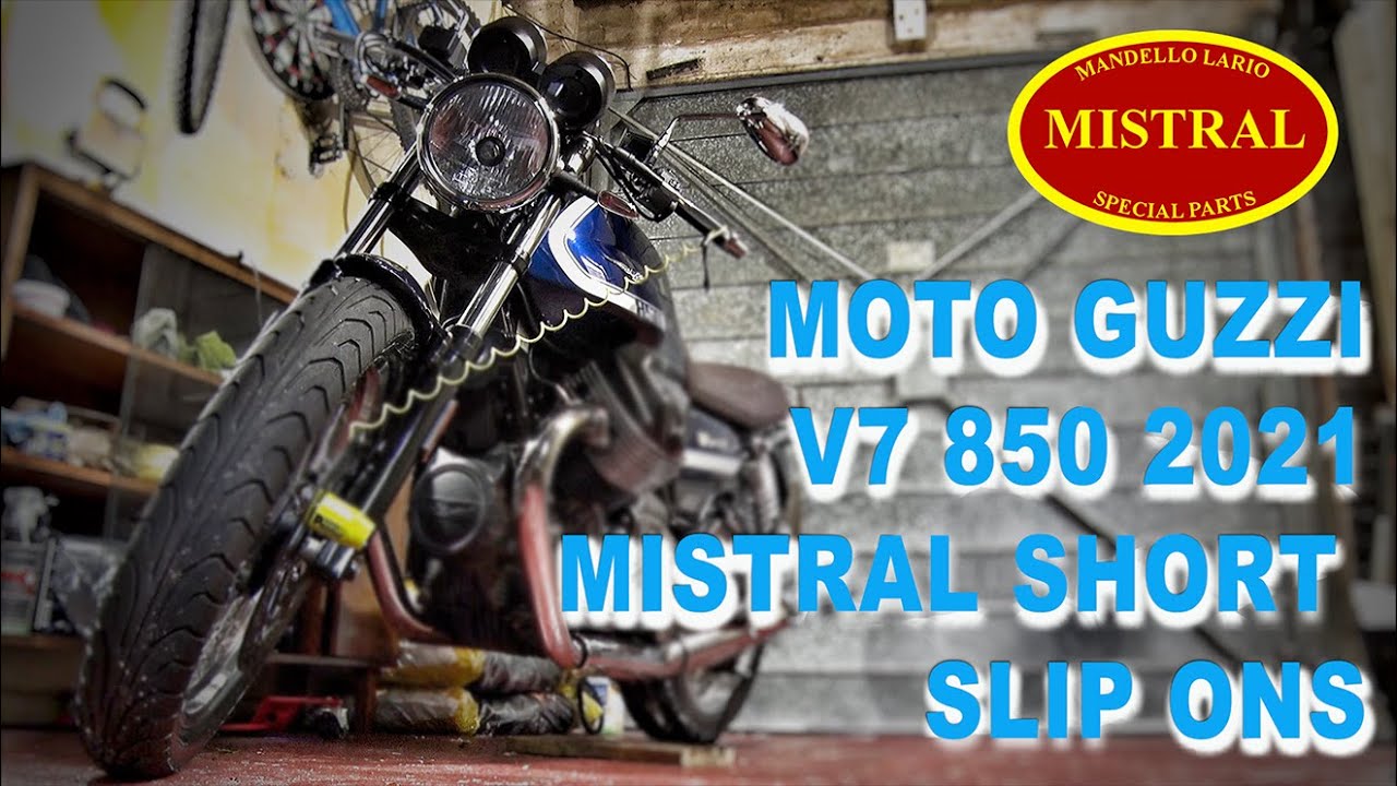 SEE UPDATE BELOW Moto Guzzi V7 850 2021 Mistral exhaust pipes 220521 ROAD TEST and Garage