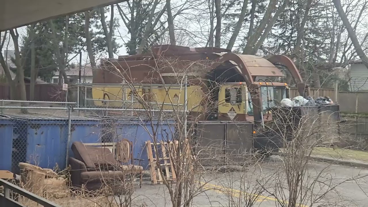 Miller Waste Trash Truck emptying 2 garbage bins