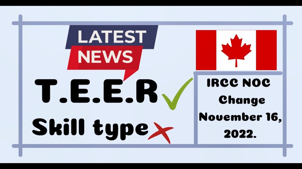 Canada NOC skill type\level changes to TEER. Express entry eligibility requirement. Immigration 2022