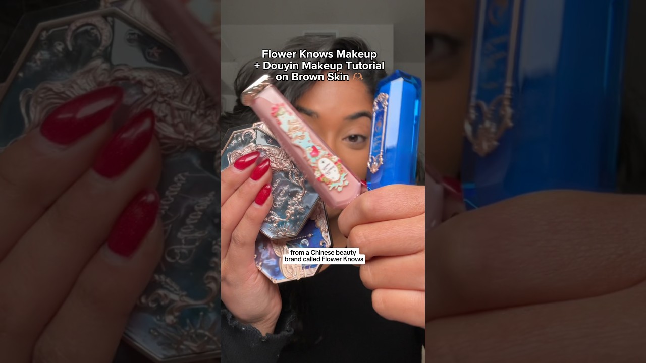Trying the VIRAL Chinese Beauty Brand Flower Knows + Douyin Makeup Tutorial on Brown Skin 👀🫶🏽✨