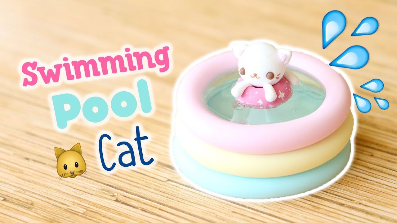 Kawaii Swimming Pool Cat│Polymer Clay & UV Resin Tutorial