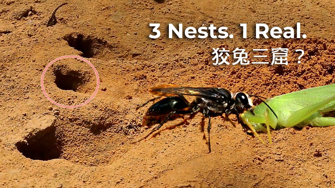 #黑細腰蜂 (#銀毛泥蜂)為何都堅持要挖好三個土洞才產卵？#nature #insects #bees #taiwannature