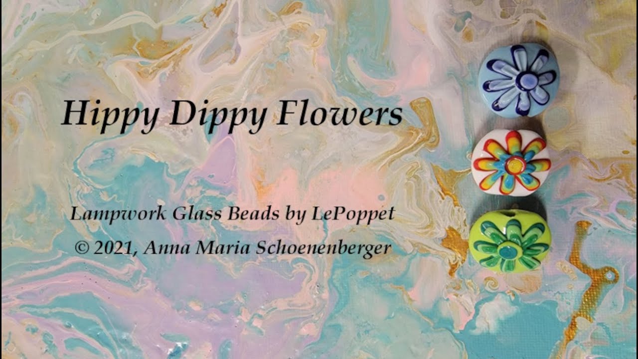 Lampwork Glass Beads:  Hippy Dippy Flowers