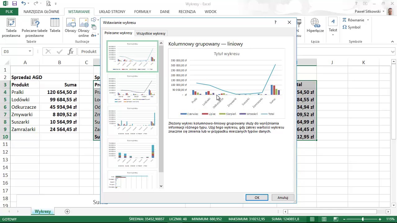 Tworzenie wykresów - Kurs Excel od podstaw