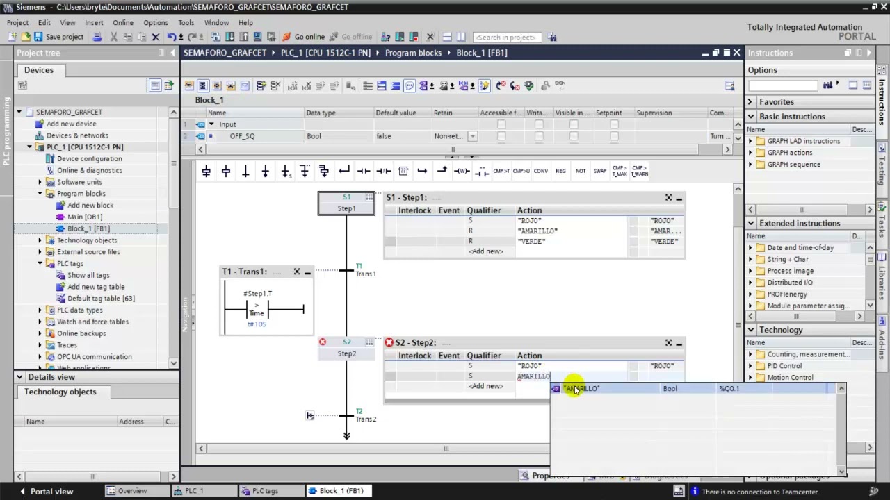 INTRODUCCIÓN A LA PROGRAMACIÓN EN GRAPH TIA PORTAL, SEMÁFORO CON HMI DE SIEMENS