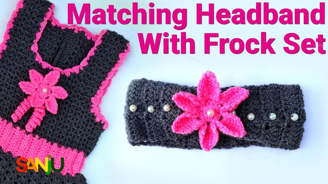 Matching crochet hairband or headband with flower for cute baby girl