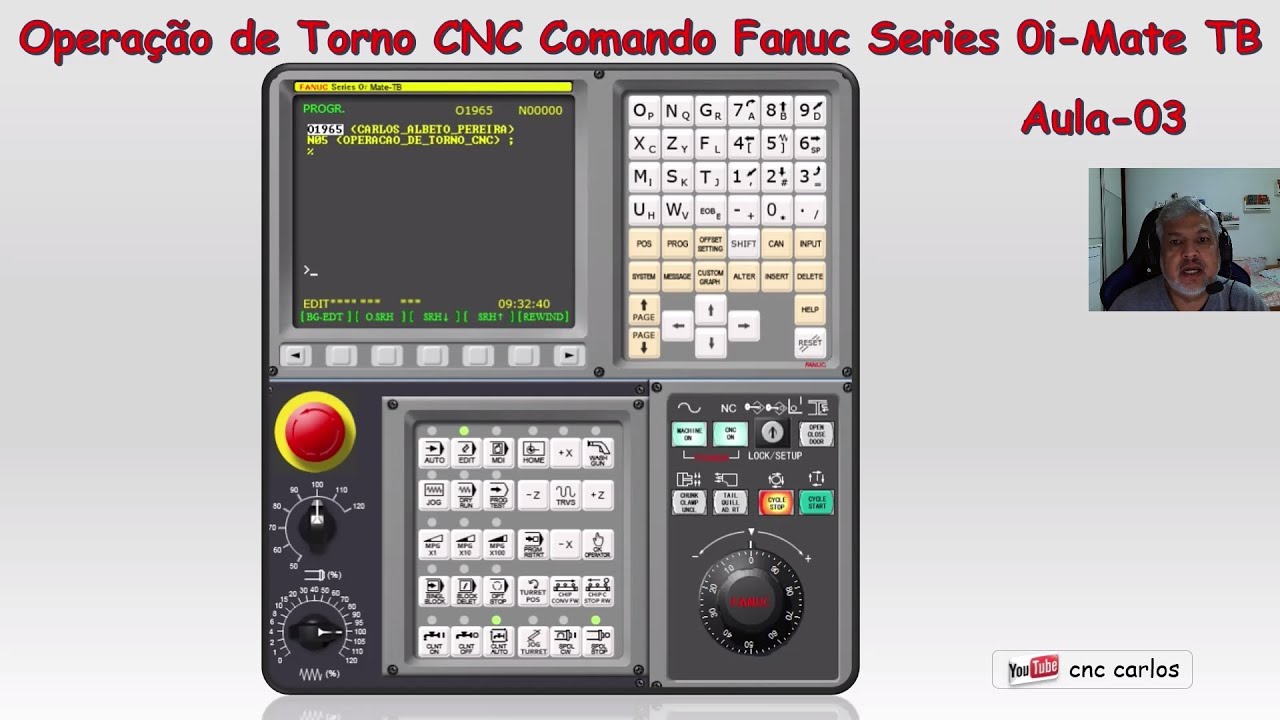 OPERAÇÃO DE TORNO CNC COMANDO FANUC  Series 0i-Mate TB, PRESET DE 3 Ferramentas e Usinagem