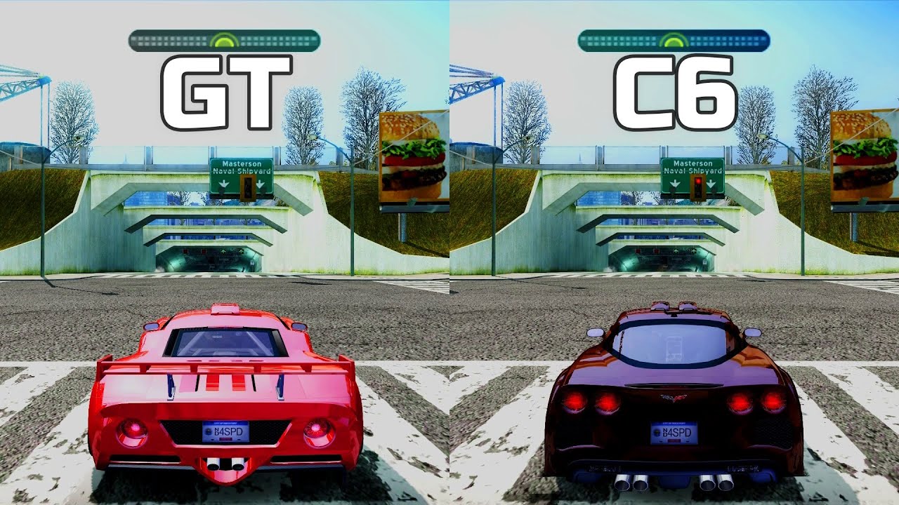 NFS Most Wanted: Ford GT vs Chevrolet Corvette C6 - Drag Race