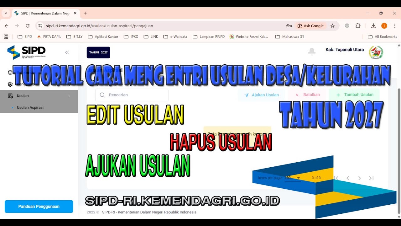 Tutorial mengentri usulan Desa dan Kelurahan pada Aplikasi SIPD-RI Tahun 2027