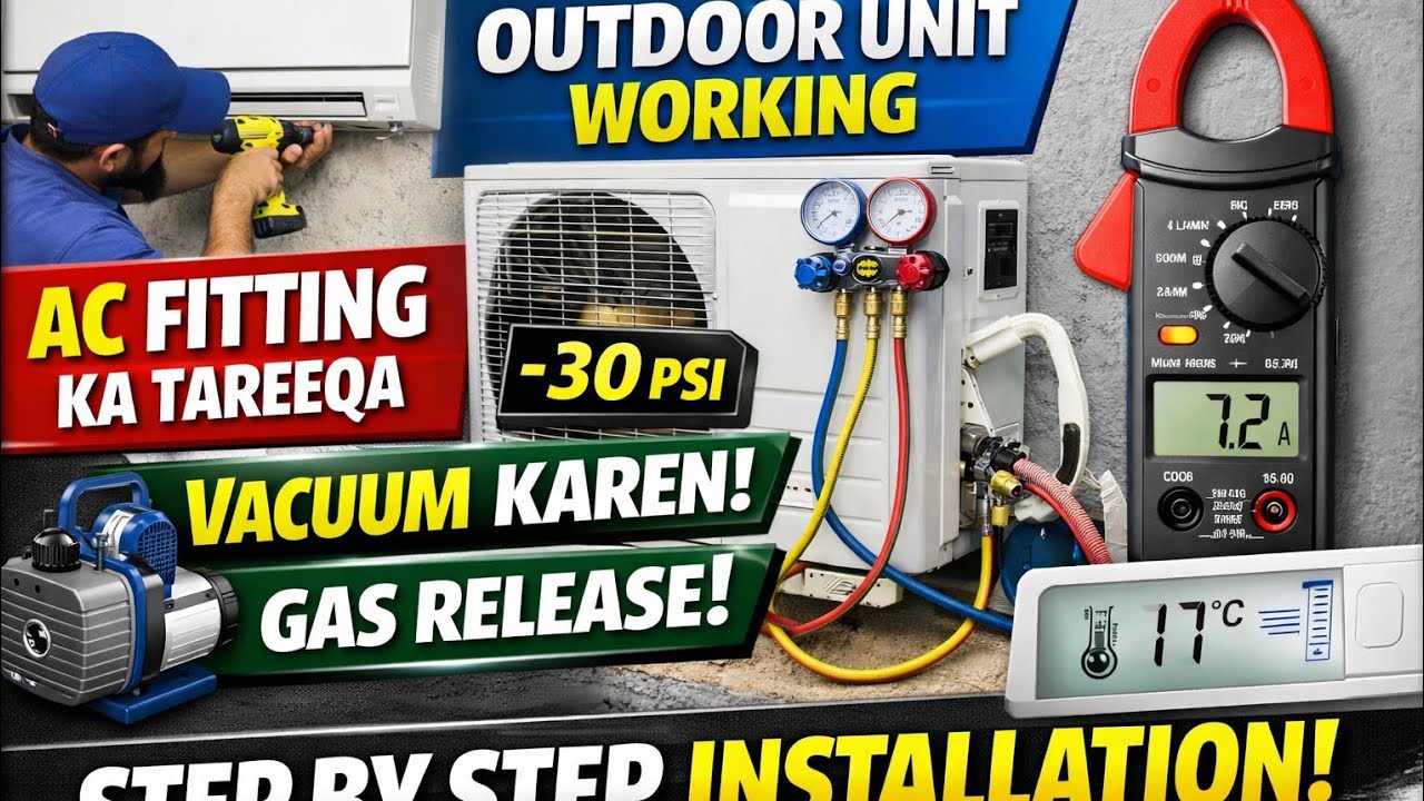 AC Outdoor Unit Ka Complete Work + Proper Vacuum & Gas Release Method | Full Guide 2026