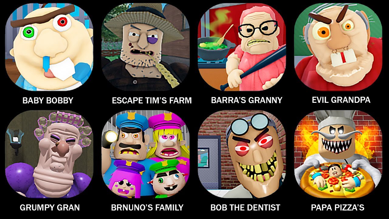 ROBLOX:ESCAPE BABY BOBBY DAYCARE! (FIRST PERSON OBBY),ESCAPE TIM'S FARM OBBY!,BARRA'S GRANNY#roblox