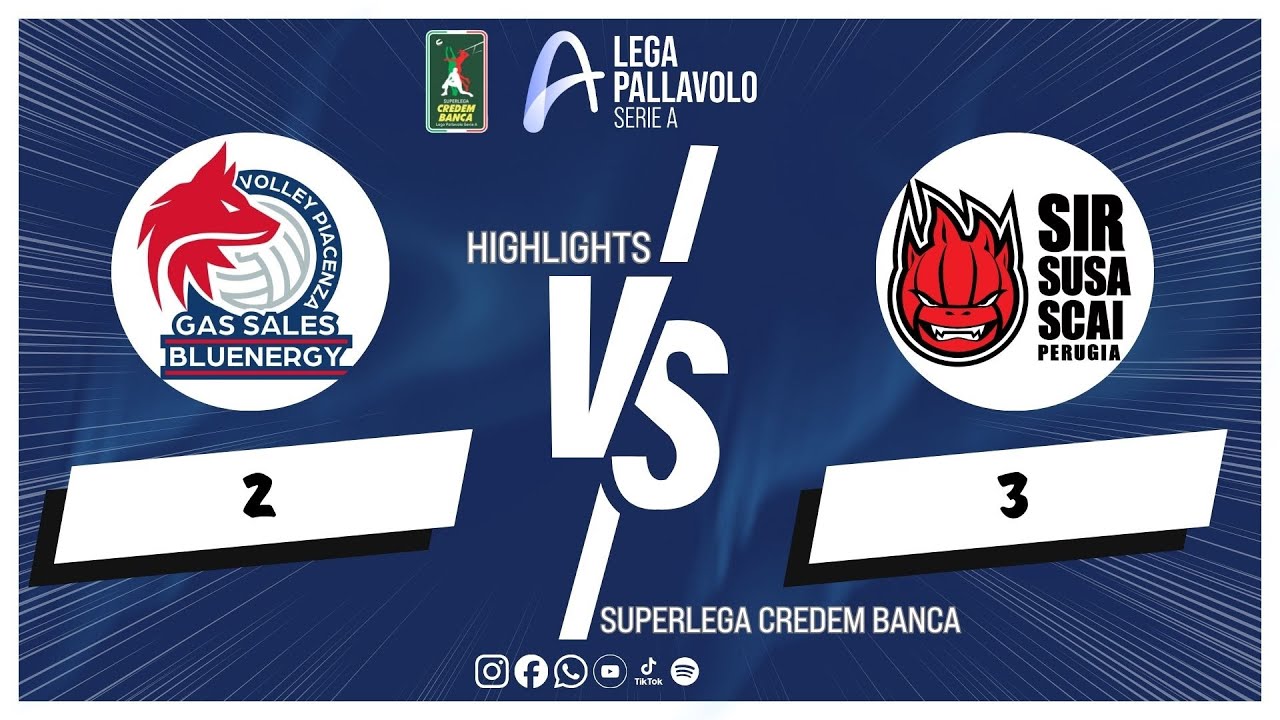 Gas Sales Bluenergy Piacenza vs. Sir Susa Scai Perugia - Superlega Credem Banca VBTV Match Highlight