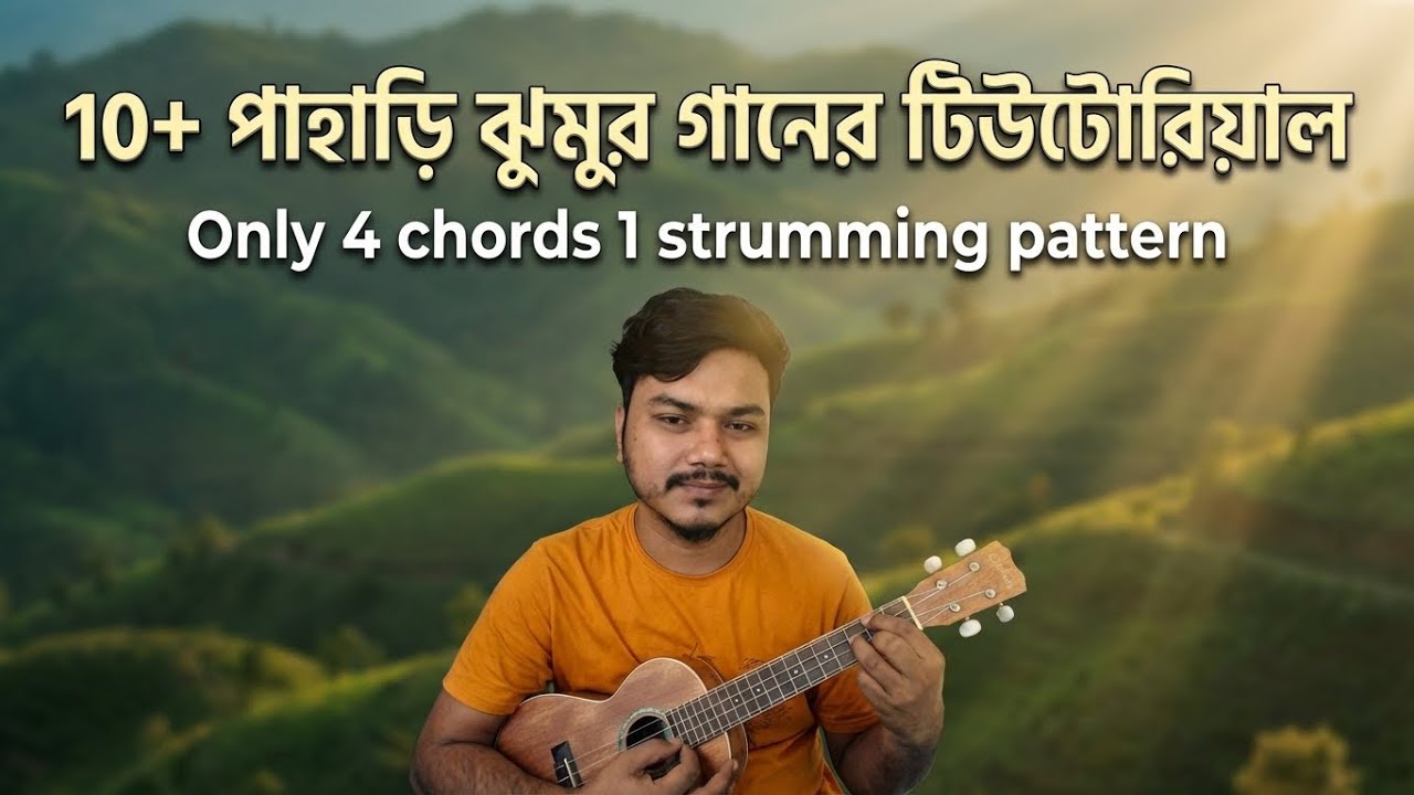 মাত্র ৪টি Chords দিয়ে ১০টি পাহাড়ী ঝুমুর গান | Easy Ukulele Tutorial for Beginners