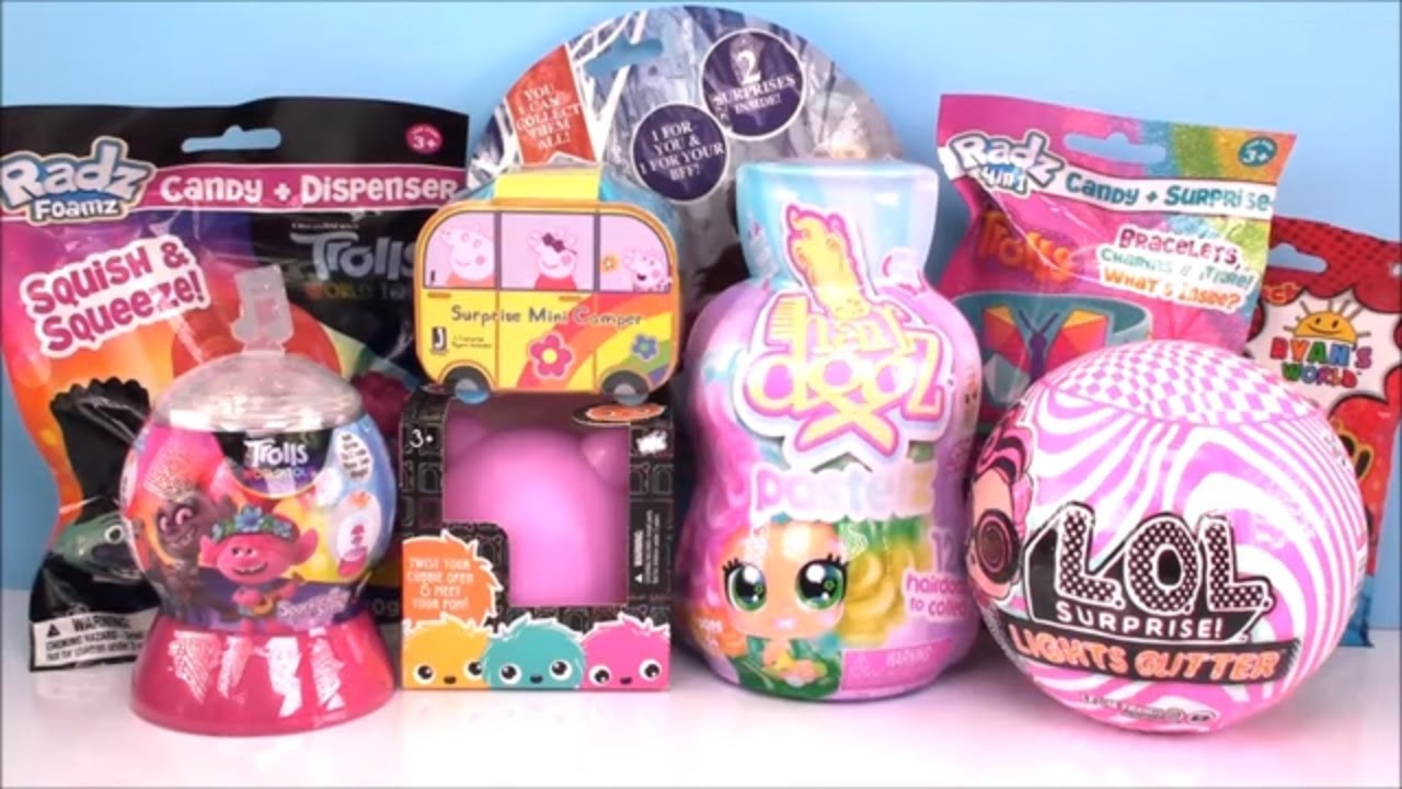 Hairdooz Pastelz LOL Lights Glitter DOLLS Trolls Peppa Pig Surprise Camper Toy Product Opening