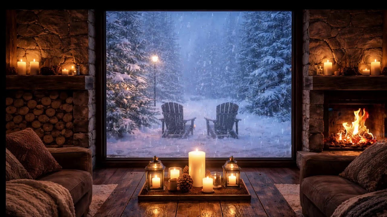 Nothing Bad Happens Here 🔥 Cozy Fireplace Night Under Northern Lights