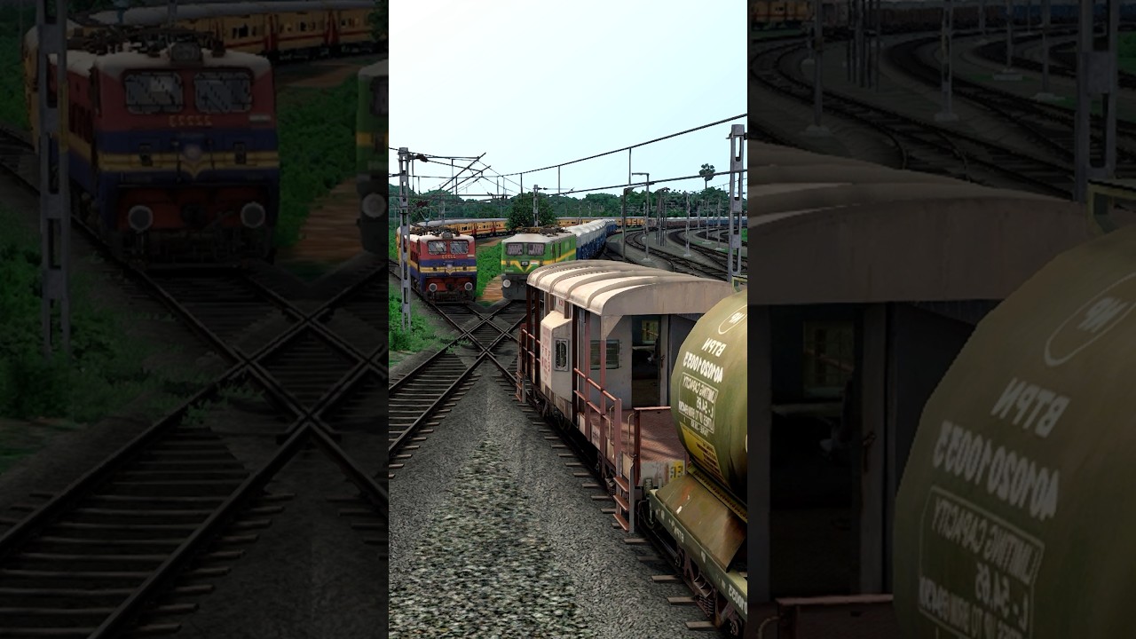 Two train close call accident at curve tracks 😱 Train Simulator, Train Game #train #railroad #shorts