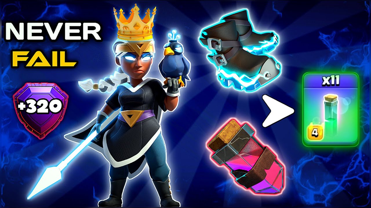 Never Fail +320🏆 || Electro Boot with Invisible spell || Root Rider Valkyrie healer attack strategy