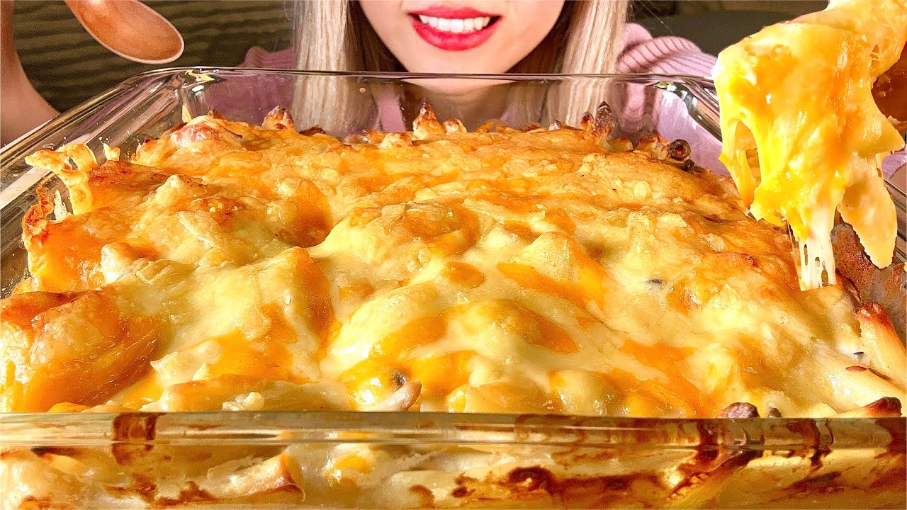 ASMR 熱々🧀チーズグラタン【咀嚼音/Mukbang/Eating/Sounds】【日本語字幕】