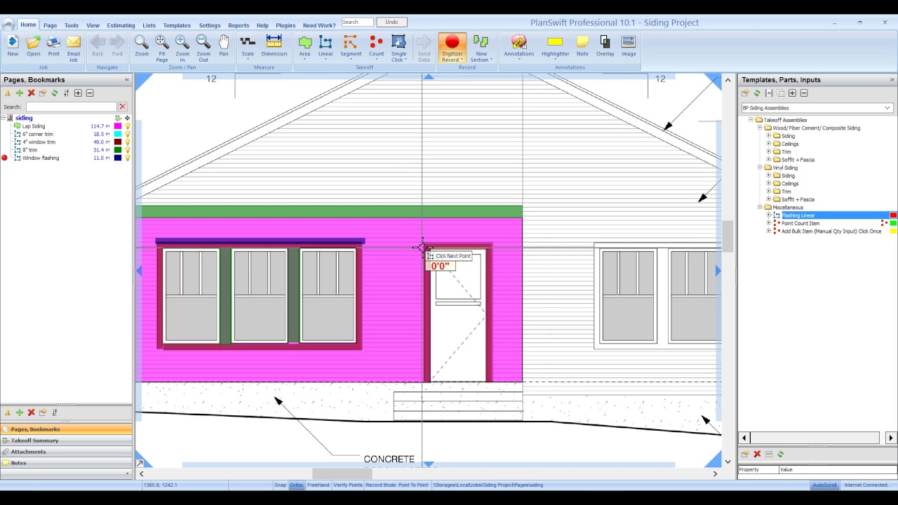 Bid Pro Siding for PlanSwift Fiber Cement Siding Assemblies