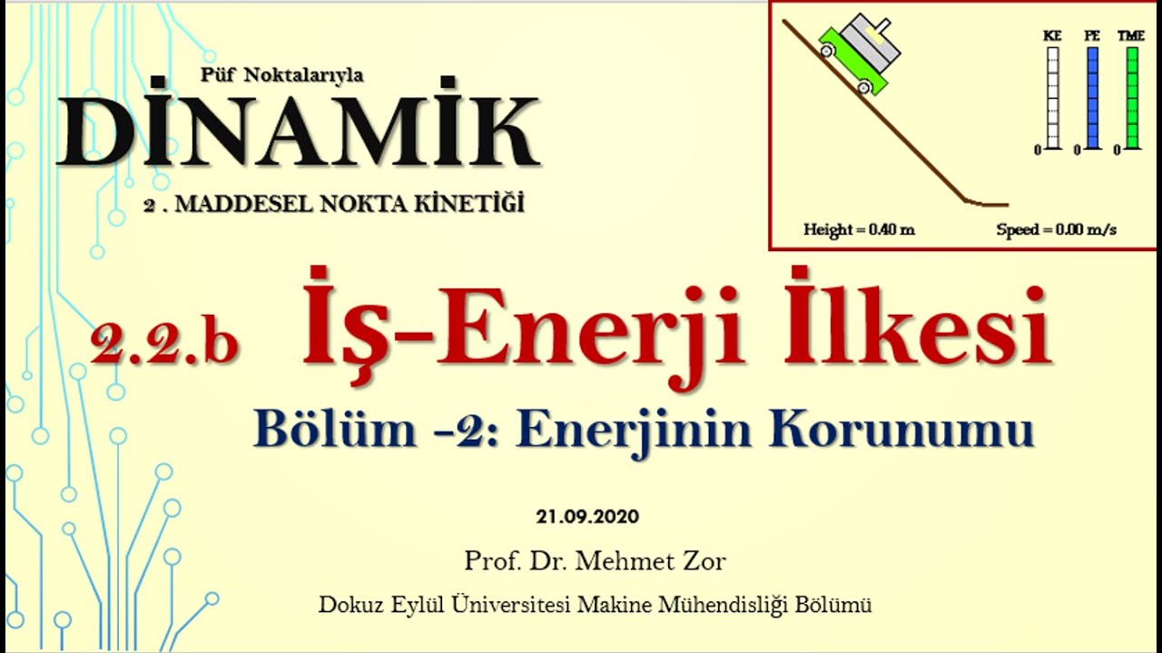 DİNAMİK 2.2 b / Maddesel Nokta Kinetiği / İş-Enerji / Bölüm 2- Enerjinin Korunumu