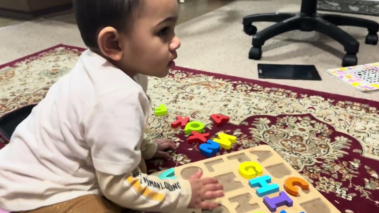 Anshee is playing with her ABC’s