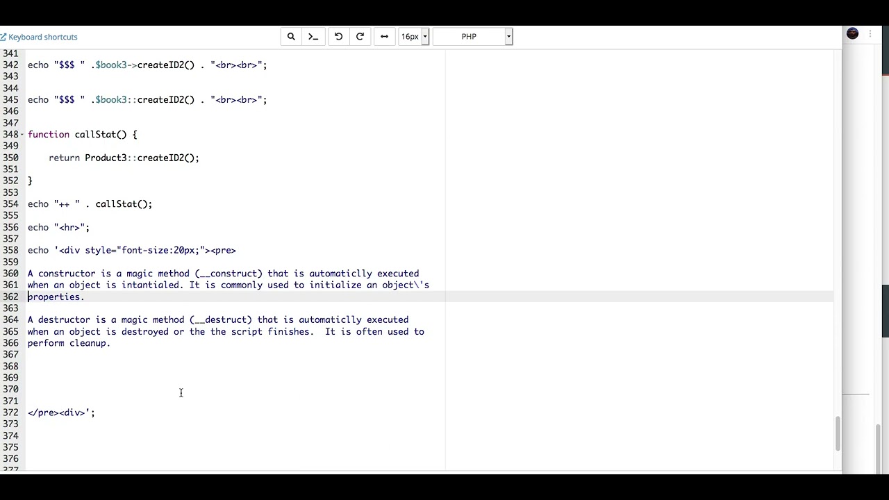 Advance Practical PHP Explain OOP Construct/Destruct - video 94f