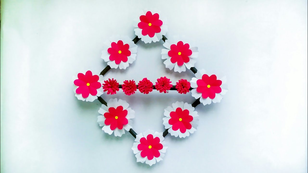 Diy paper flower wall hanging /Simple and beautiful wall hanging/Wall decoration ideas  KovaiCraft12