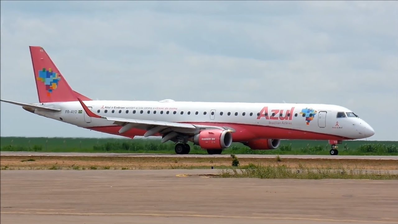 Azul Linhas Aéreas - Embraer 195 (PR-AYO) Rosa - Aeroporto de Sinop - MT.