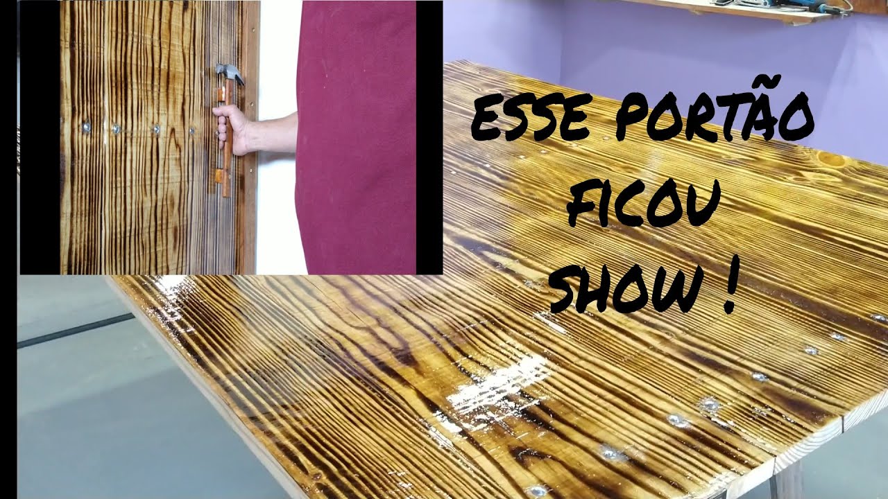 Como fazer um belo portão com tábuas de pinus - Cómo hacer una hermosa puerta con tablas de pinus