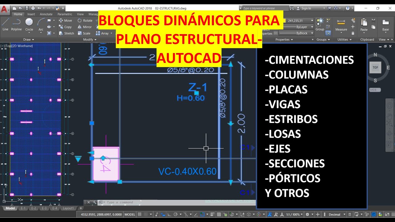 Bloques dinámicos para PLANO ESTRUCTURAL - AUTOCAD