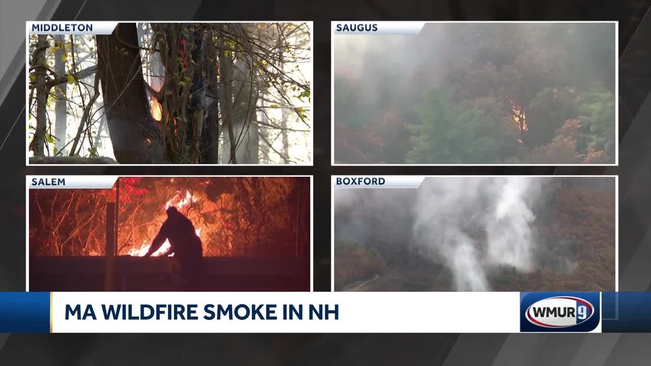 Brush fire smoke from Massachusetts drifts into New Hampshire