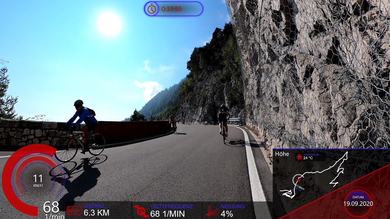 1 Hour last 10 Km Mendelpass Bike Day 2020 Uphill uncut Cadence & Garmin Speed Display 4K Video