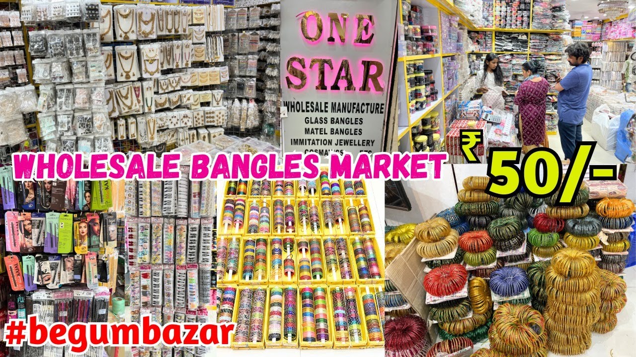 Begum Bazar Wholesale Market ₹ 50/- Hangings Bangles Glass Bangles Bridal Zero Stone Bangles