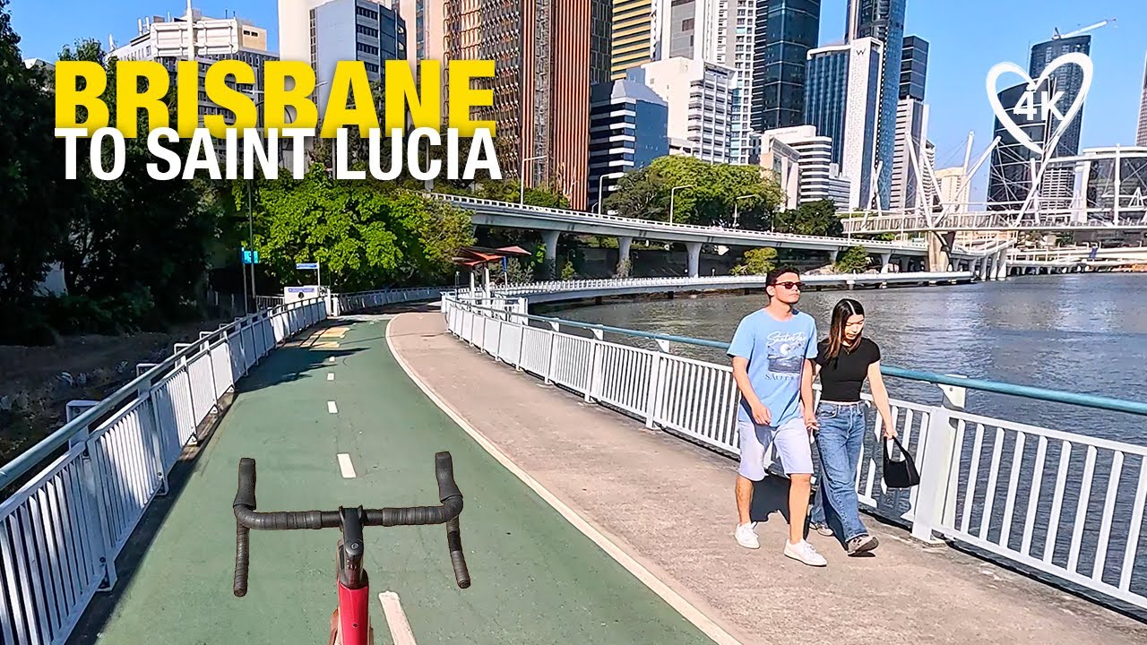 4K Virtual Bike Brisbane to Saint Lucia - Australia in Spring Time
