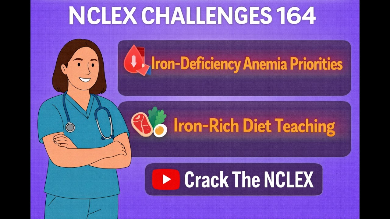 NCLEX Challenges 164 | Iron-Deficiency Anemia Priorities & Iron-Rich Diet | NCLEX Prep 2026