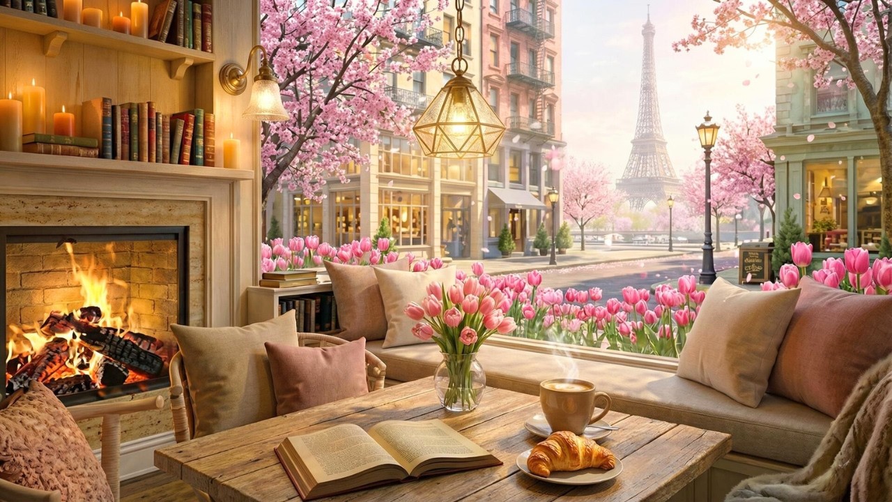 Spring Jazz at Paris Cafe 🌸 Relaxing Piano Music for Study, Work & Focus