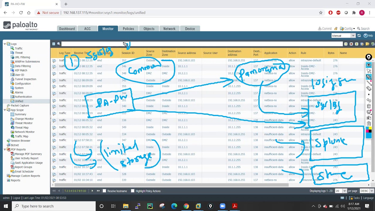 Day 15 Part 01 Palo Alto firewall Syslog, Netflow, DHCP and Log types.