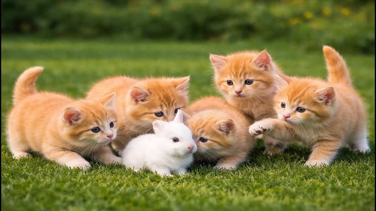 🌈🐾 Playful Colorful Kittens Hunt Little Mice in the Garden | Adorable Cat Video | Cat Sounds