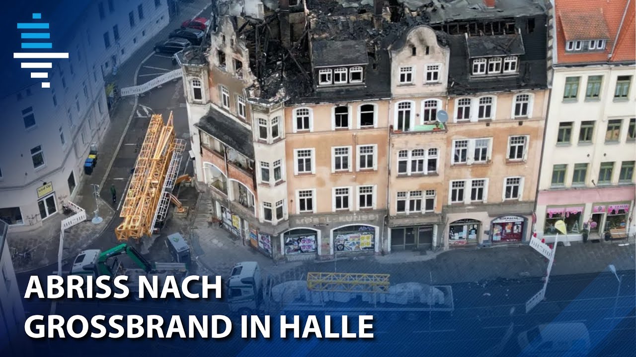 Nach Brand in Halle: Abriss von Dachgiebel beginnt