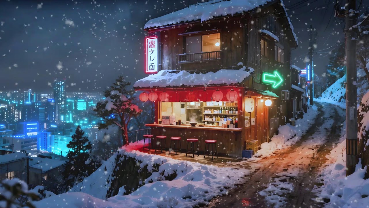 Snowy Tokyo Ramen & Coffee ☕🍜 | Late Night Cozy Lofi Beats