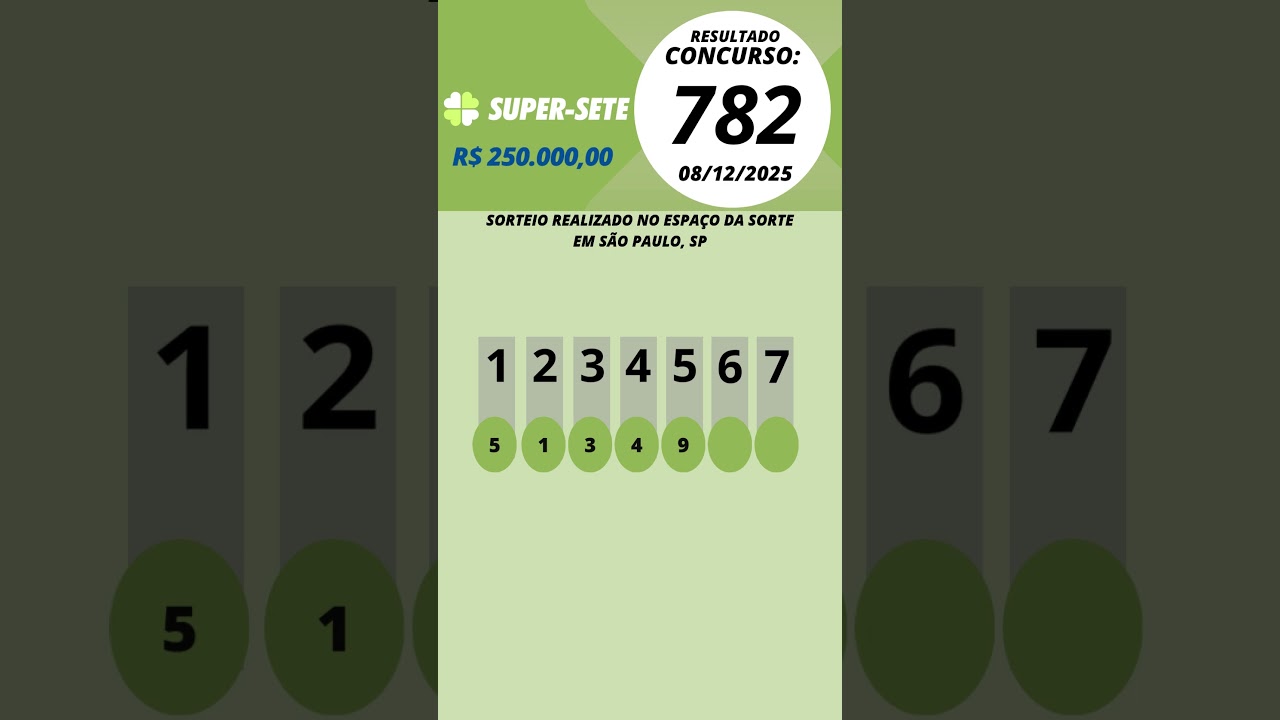 Super Sete resultado Concurso 782 08/12/2025
