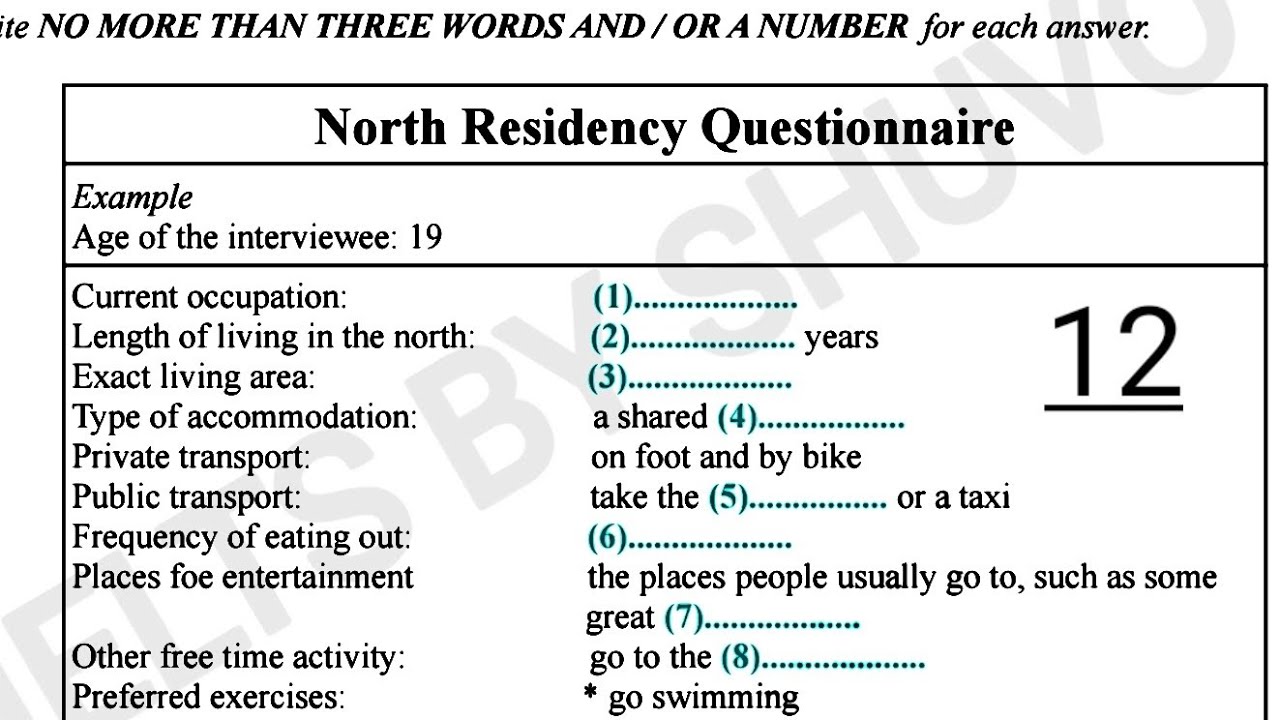 North residency questionnaire listening practice test with answers | IELTS Final Exam | EP 12 