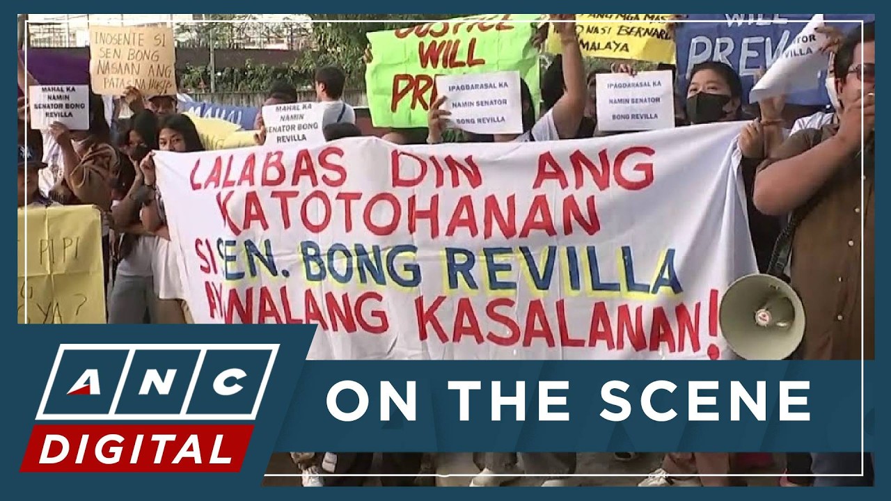WATCH: Supporters of Bong Revilla hold protest as he appears before Sandiganbayan | ANC