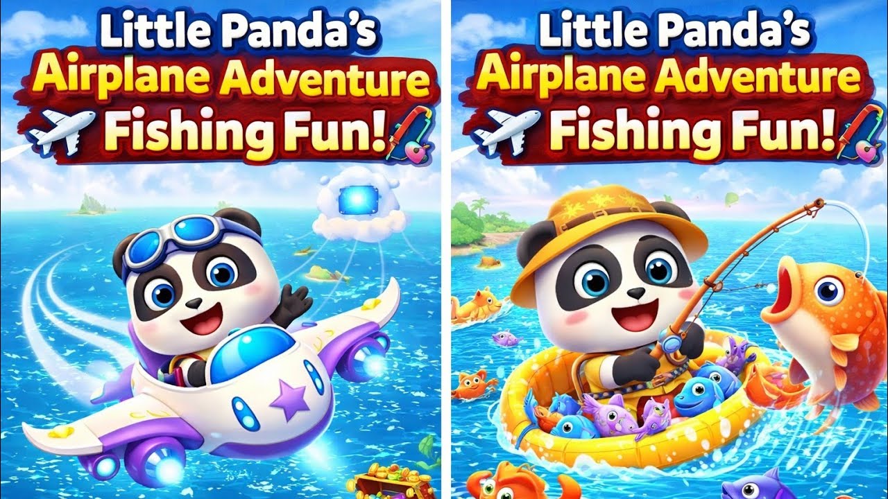 Little Panda’s Airplane Adventure & Fishing Fun! ✈️🎣